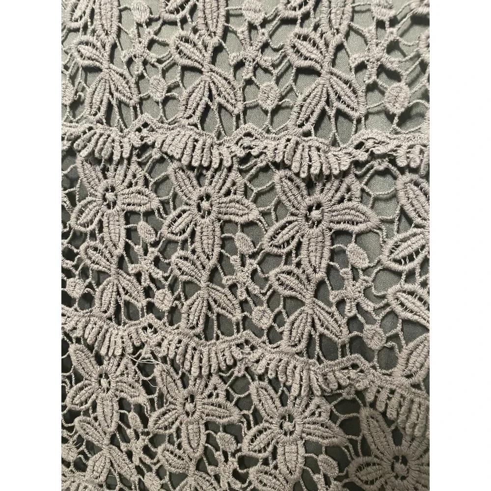 Solitaire By Ravi Khosla Gray Crochet Lace Midi Skirt